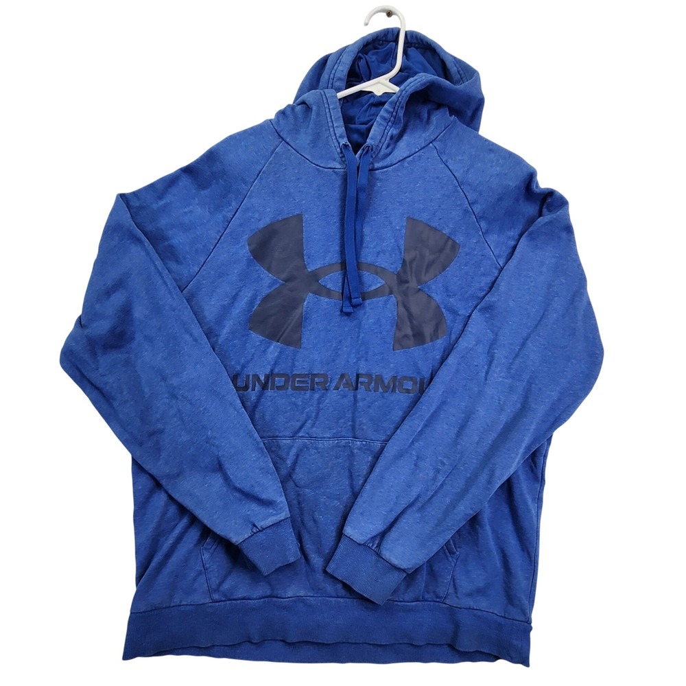 Under Armour Blue Hoodie XXL Mens Big Logo Pullover Athletic Gym Sporty Fleece